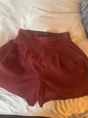 Dynamite High-Waist Terracotta Pleated Shorts